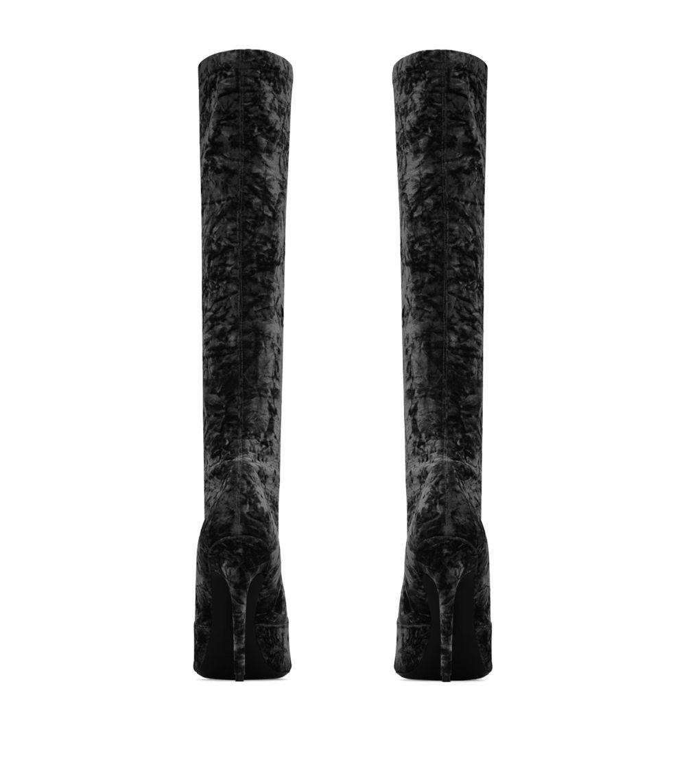 Saint Laurent Saint Laurent Velvet Talia Knee-High Boots 110