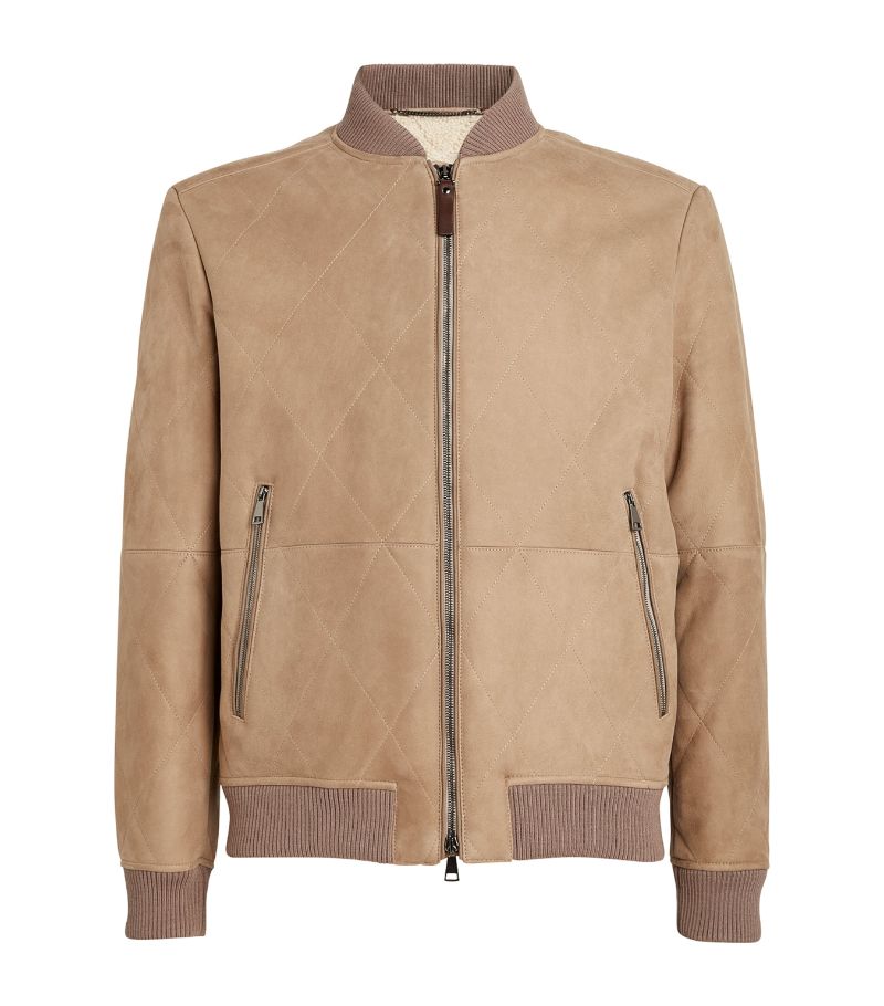 Canali Canali Lambskin Quilted Bomber Jacket