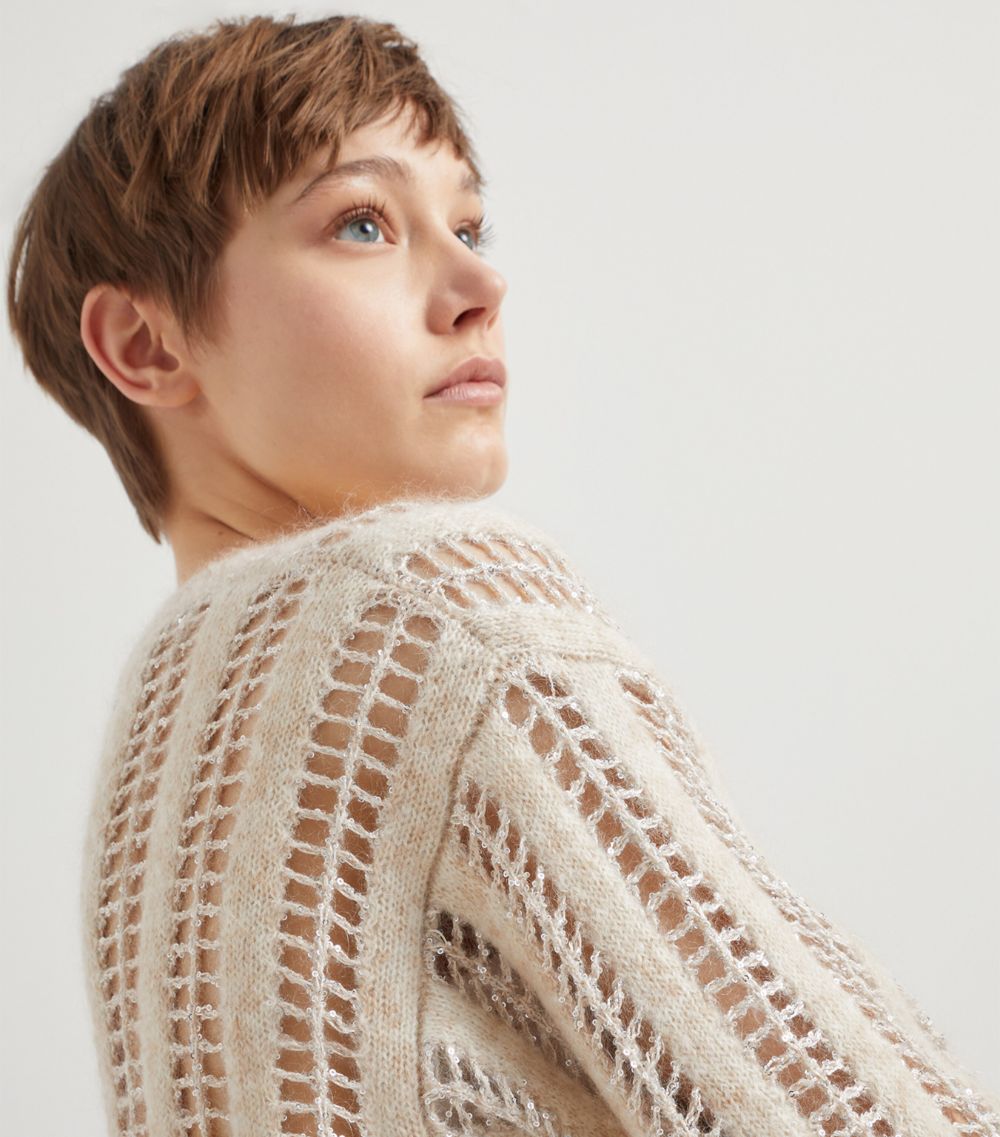 Brunello Cucinelli Brunello Cucinelli Wool-Mohair Blend Crochet Sweater