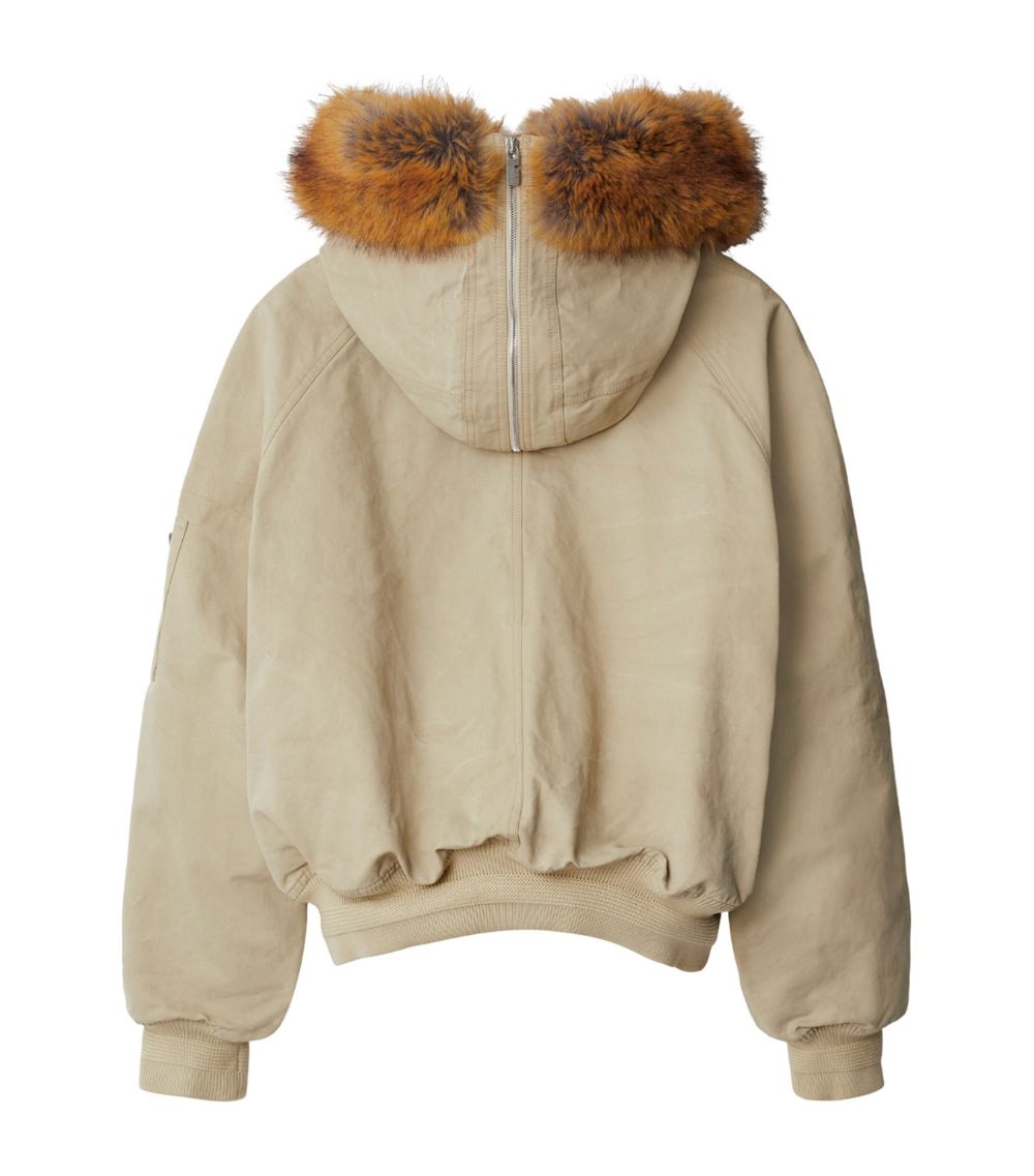 Burberry Burberry Faux Fur-Hood Bomber Jacket