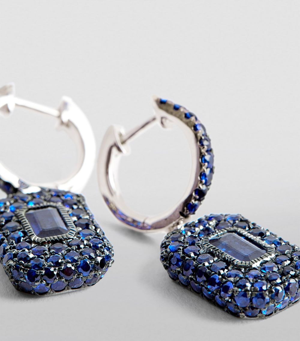 Shay Shay White Gold And Blue Sapphire New Modern Drop Earrings