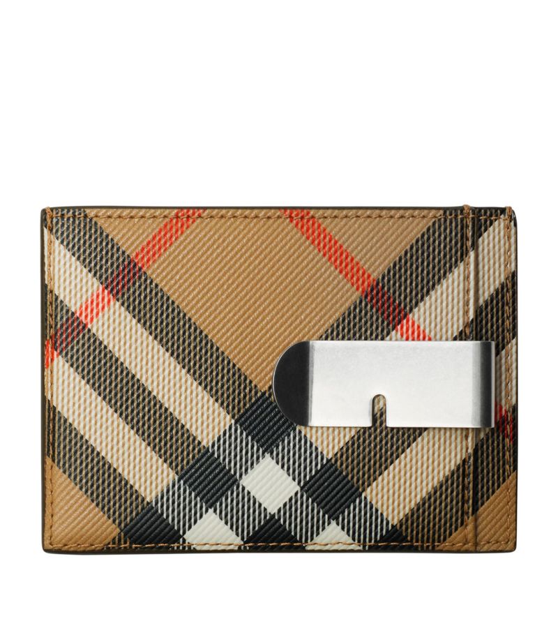 Burberry Burberry Leather Check Clip Card Holder