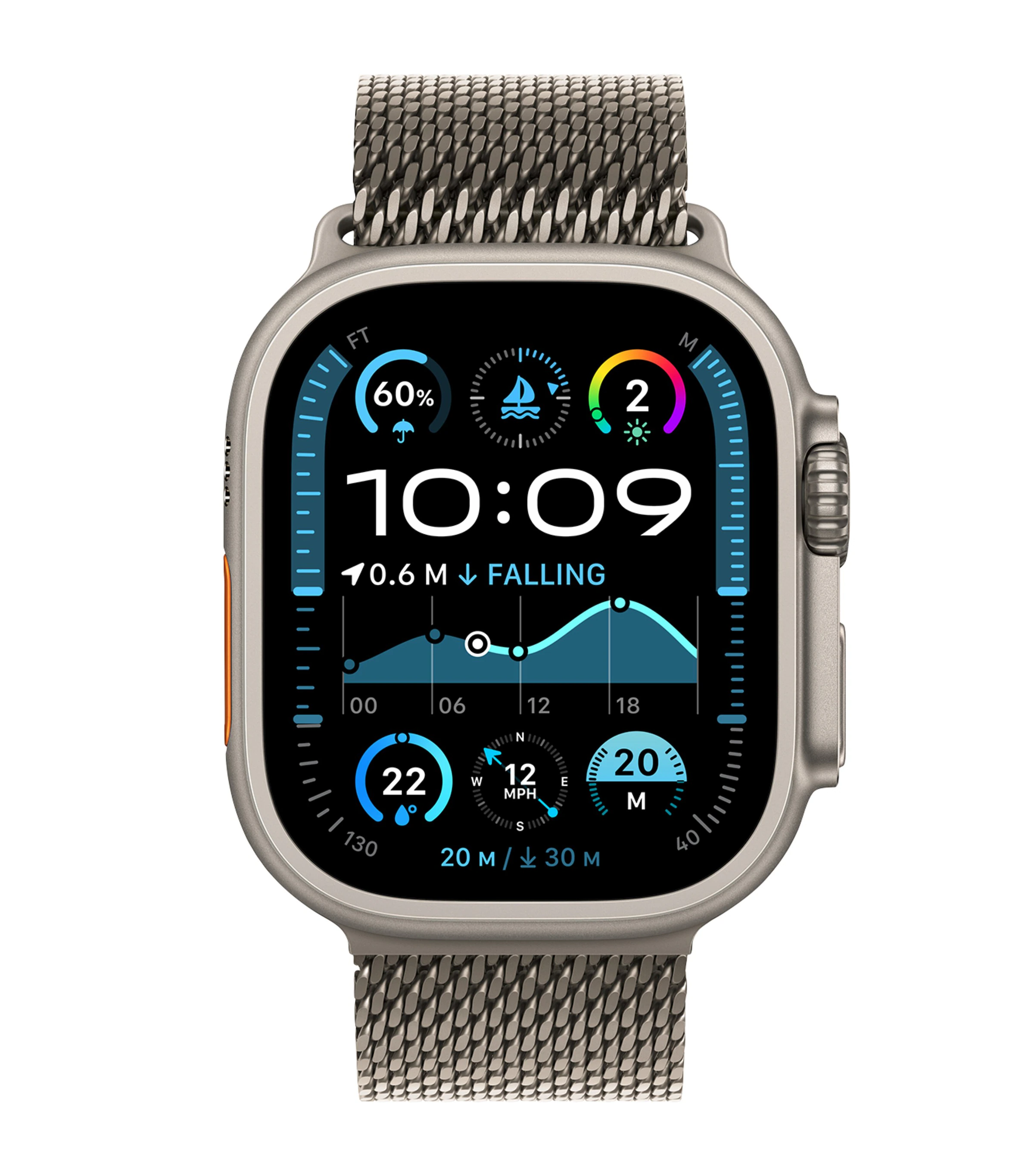  Apple Watch Ultra 2 Gps + Cellular - Titanium with Natural Titanium Milanese Band, Large,