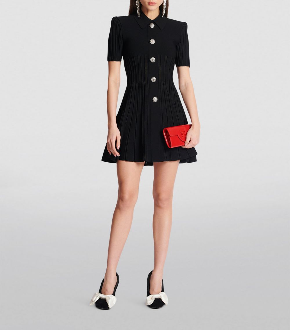 Balmain Balmain Collared Rib-Knit Mini Dress