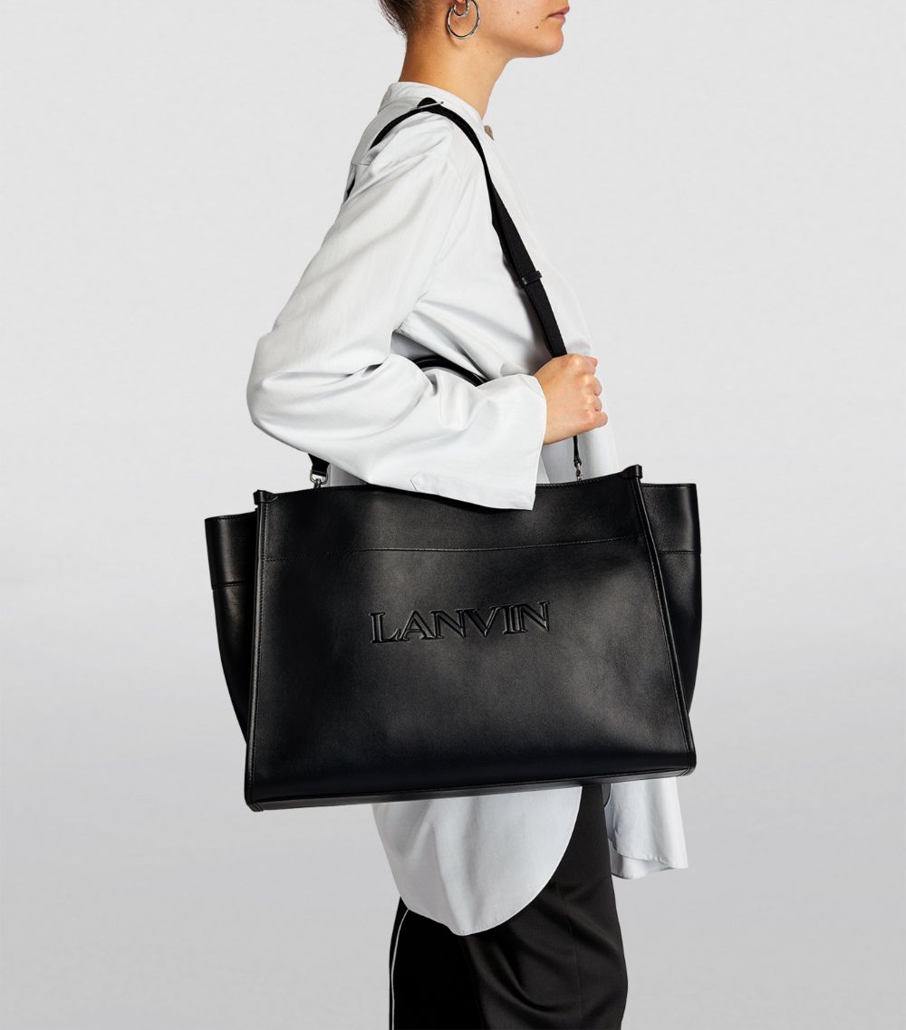 Lanvin Lanvin Leather MM Logo Tote Bag