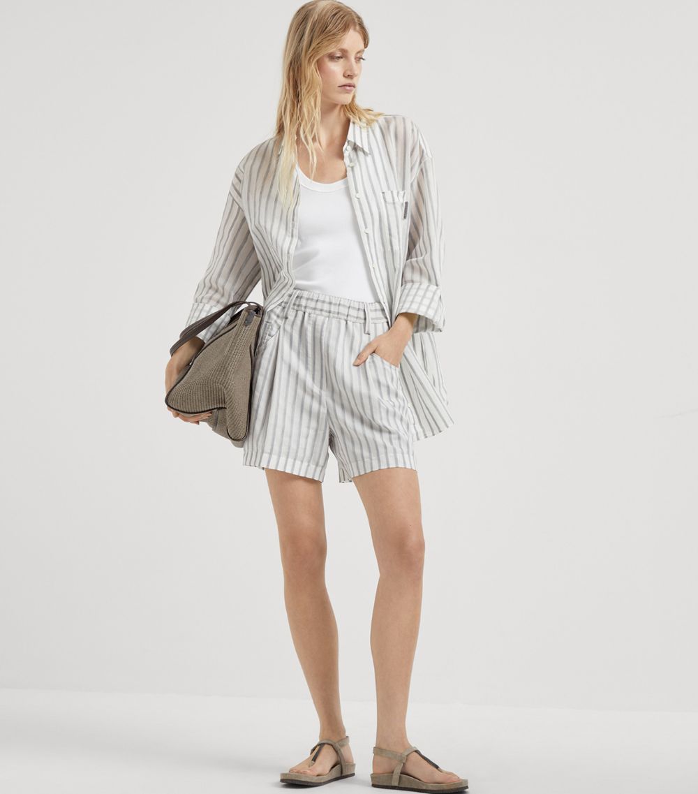 Brunello Cucinelli Brunello Cucinelli Cotton-Silk Striped Shorts