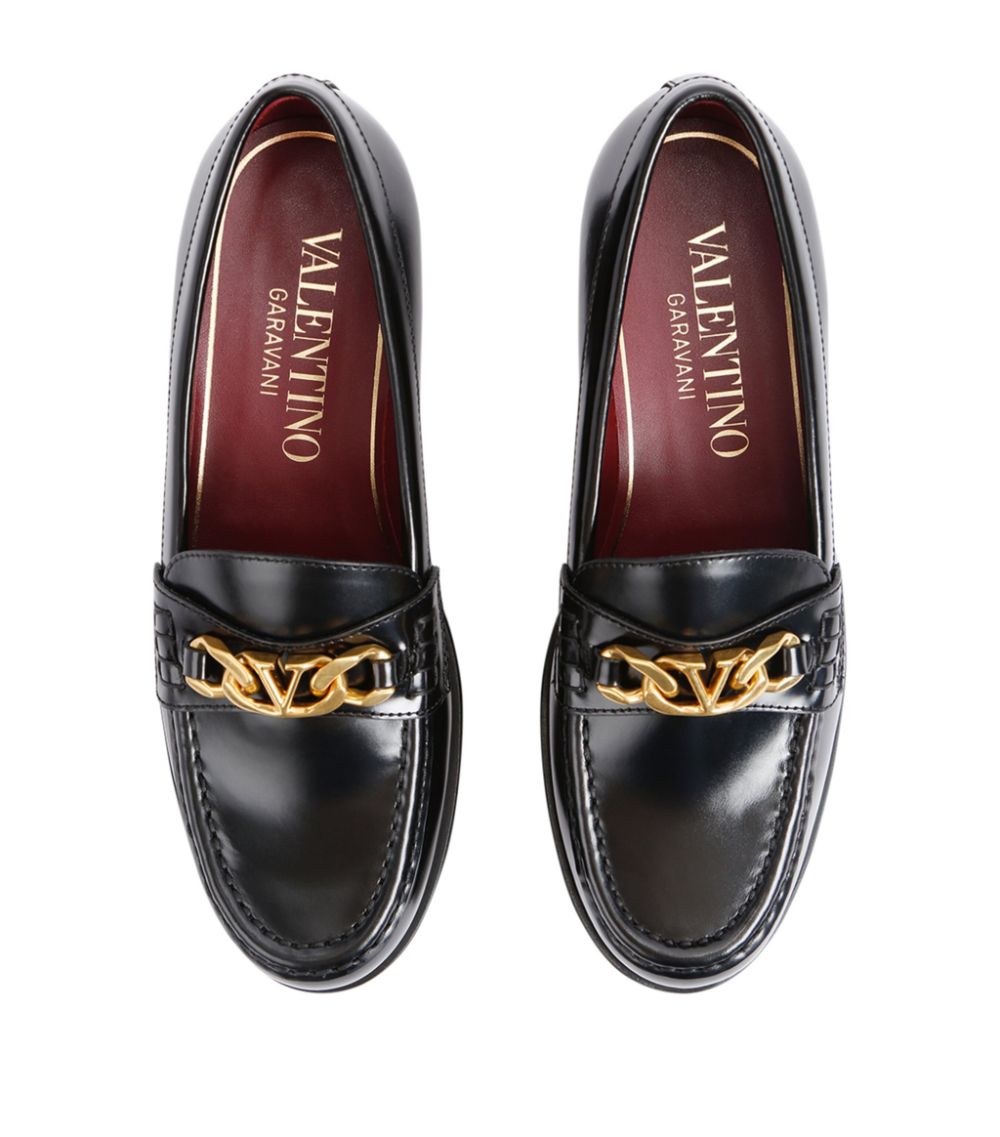 VALENTINO GARAVANI Valentino Garavani Leather Chain Loafers 10