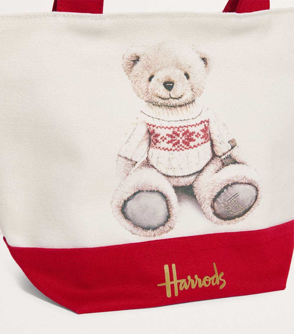 Harrods Harrods Small Cotton Christmas Bear Tote Bag