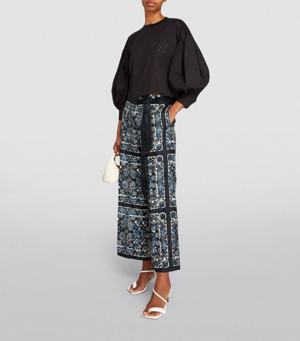 Max Mara Max Mara Silk Patterned Wide-Leg Trousers