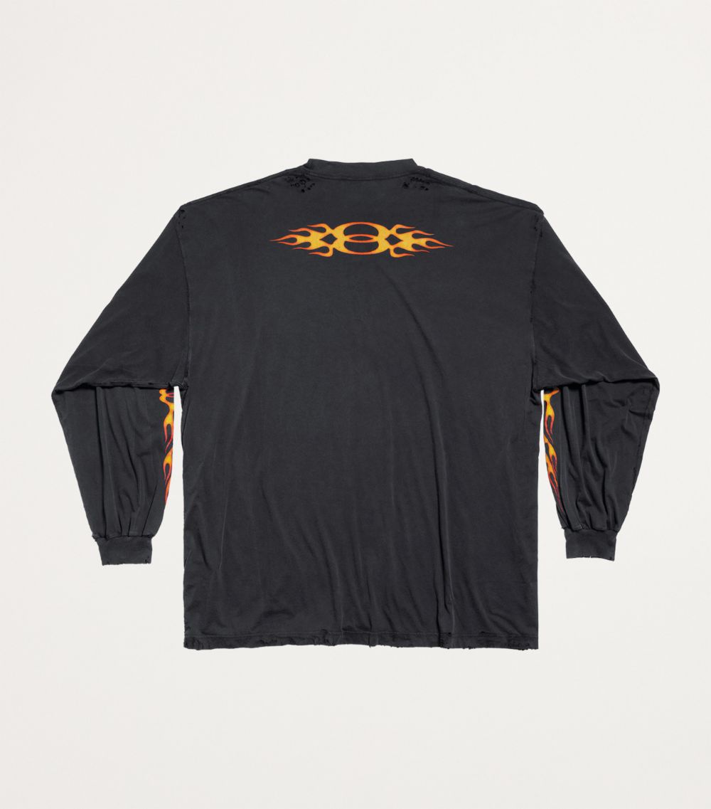 Balenciaga Balenciaga Flame Logo Oversized Long-Sleeve T-Shirt