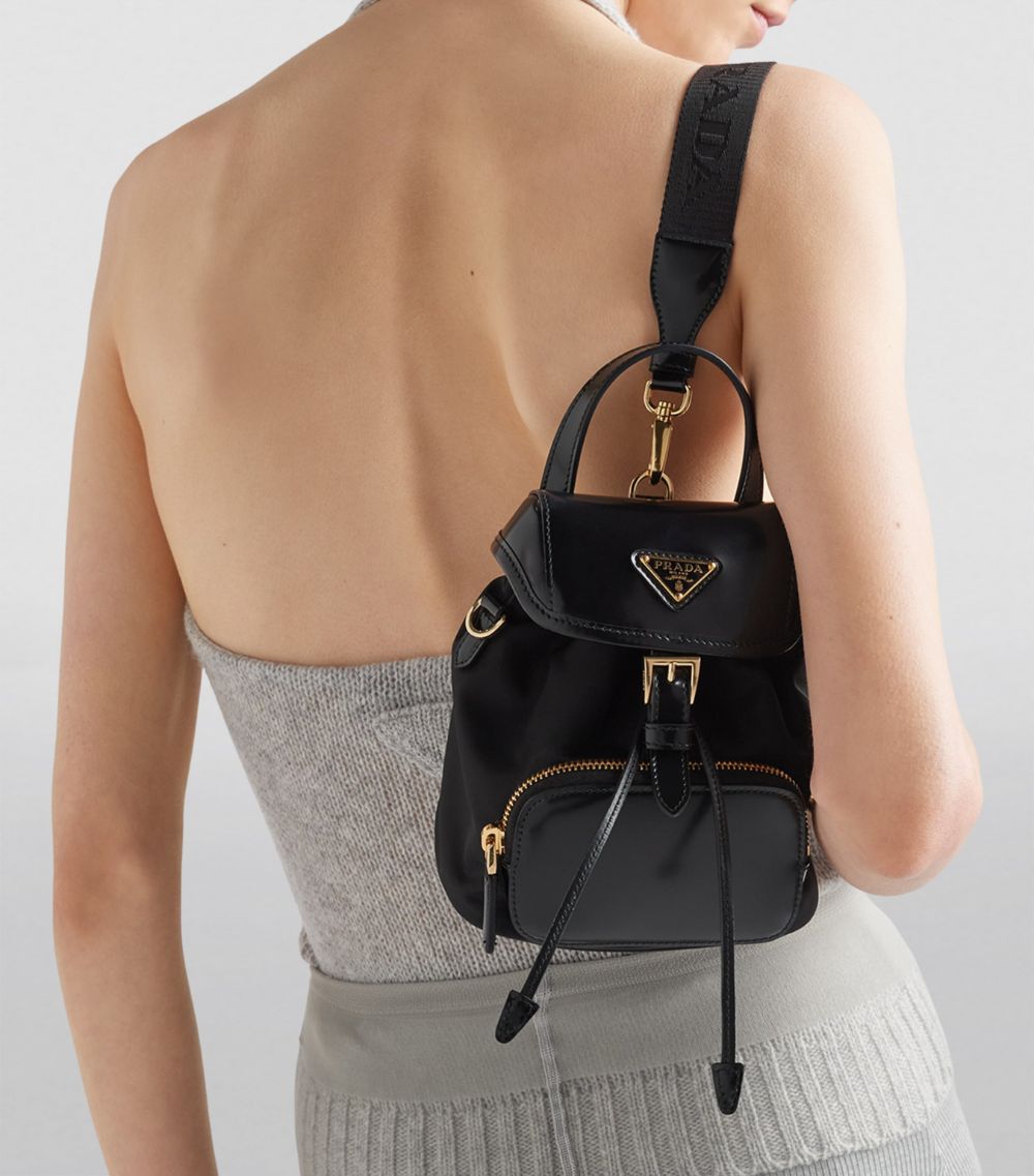 Prada Prada Re-Nylon And Leather Backpack Shoulder Bag