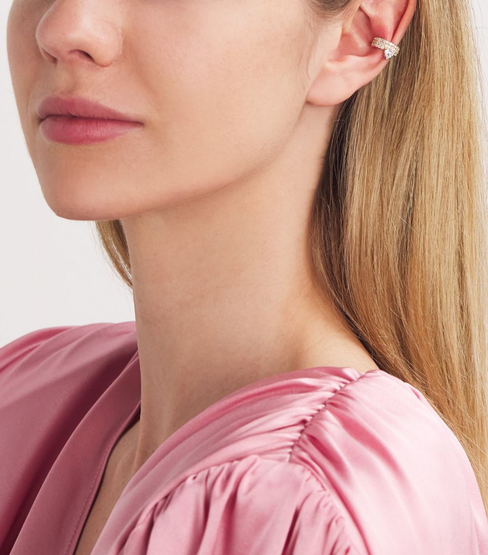 Nadine Aysoy Nadine Aysoy Yellow Gold And Diamond Le Cercle Illusion Heart-Shaped Ear Cuff