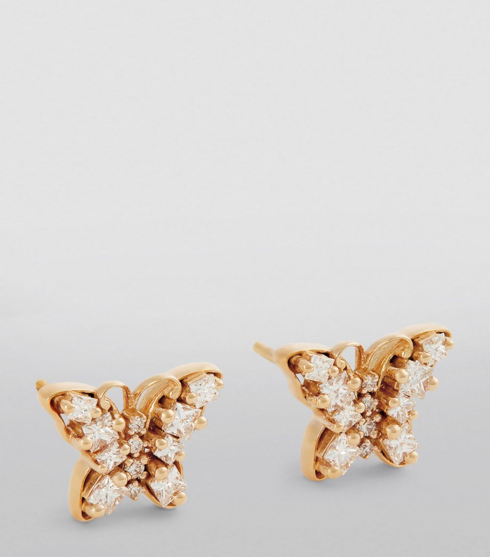 Suzanne Kalan Suzanne Kalan Mini Rose Gold And Diamond Princess Butterfly Earrings