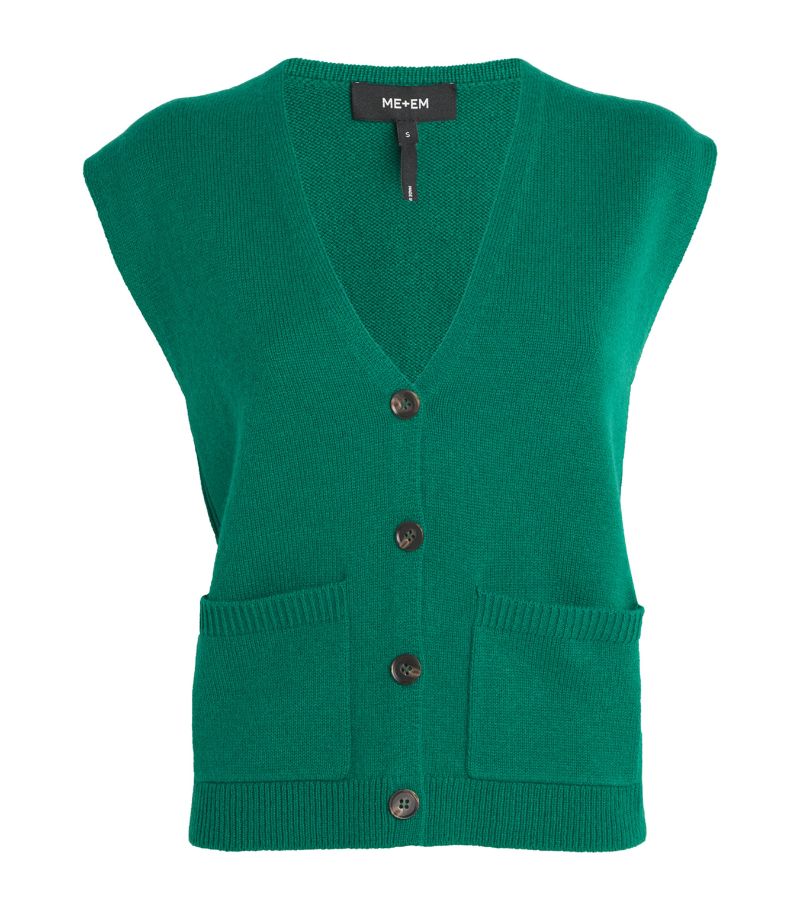 Me+Em Me+Em Merino Wool-Cashmere Sleeveless Cardigan