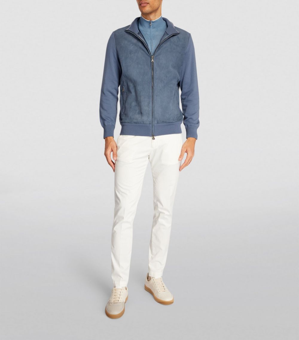 Fioroni Cashmere Fioroni Cashmere Suede-Cashmere-Blend Bomber Jacket