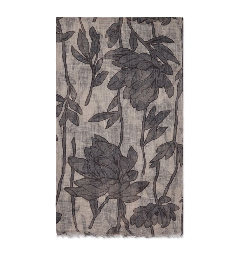 Brunello Cucinelli Brunello Cucinelli Linen Magnolia Print Scarf