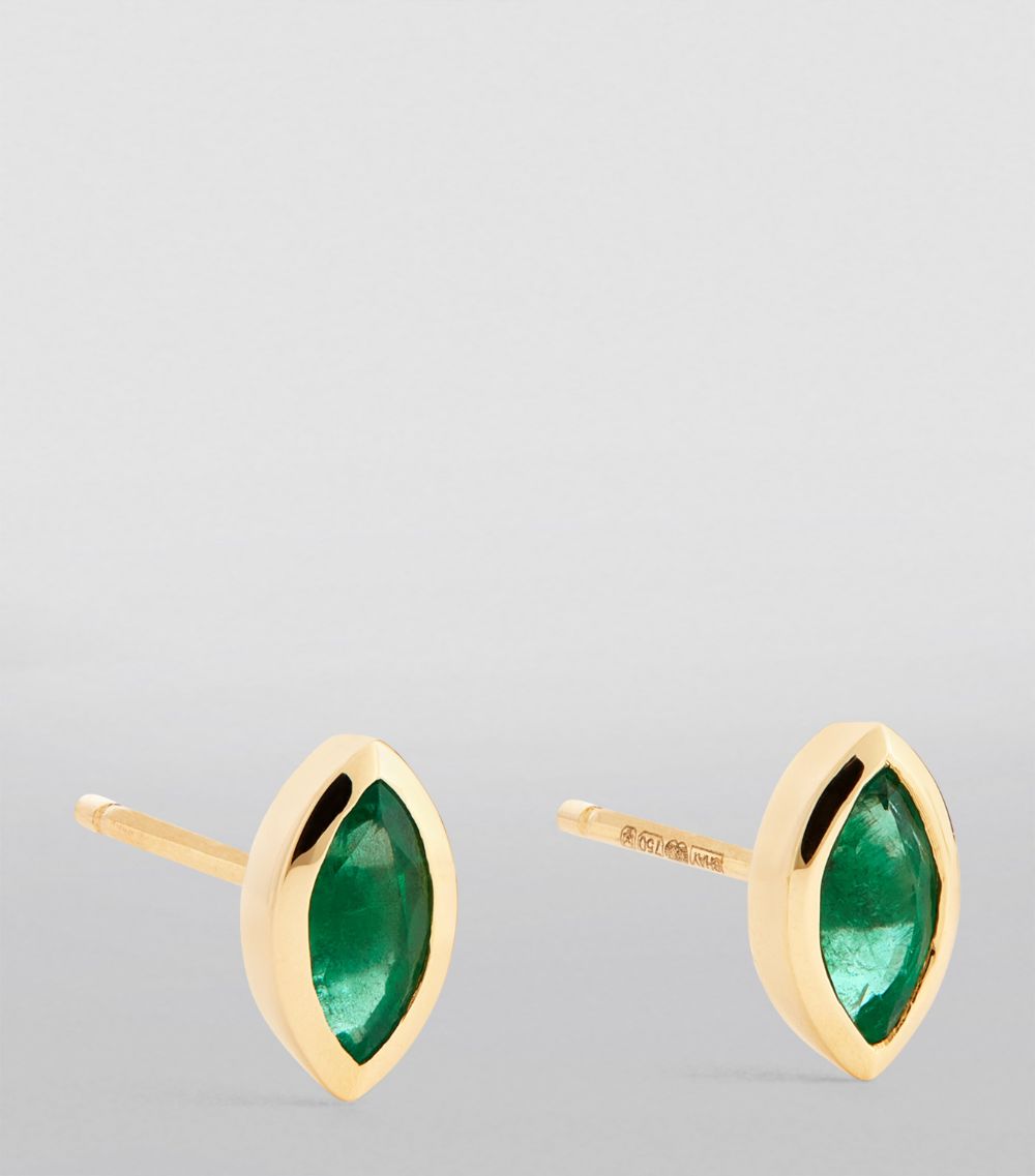Shay Shay Yellow Gold And Emerald Marquise Stud Earrings