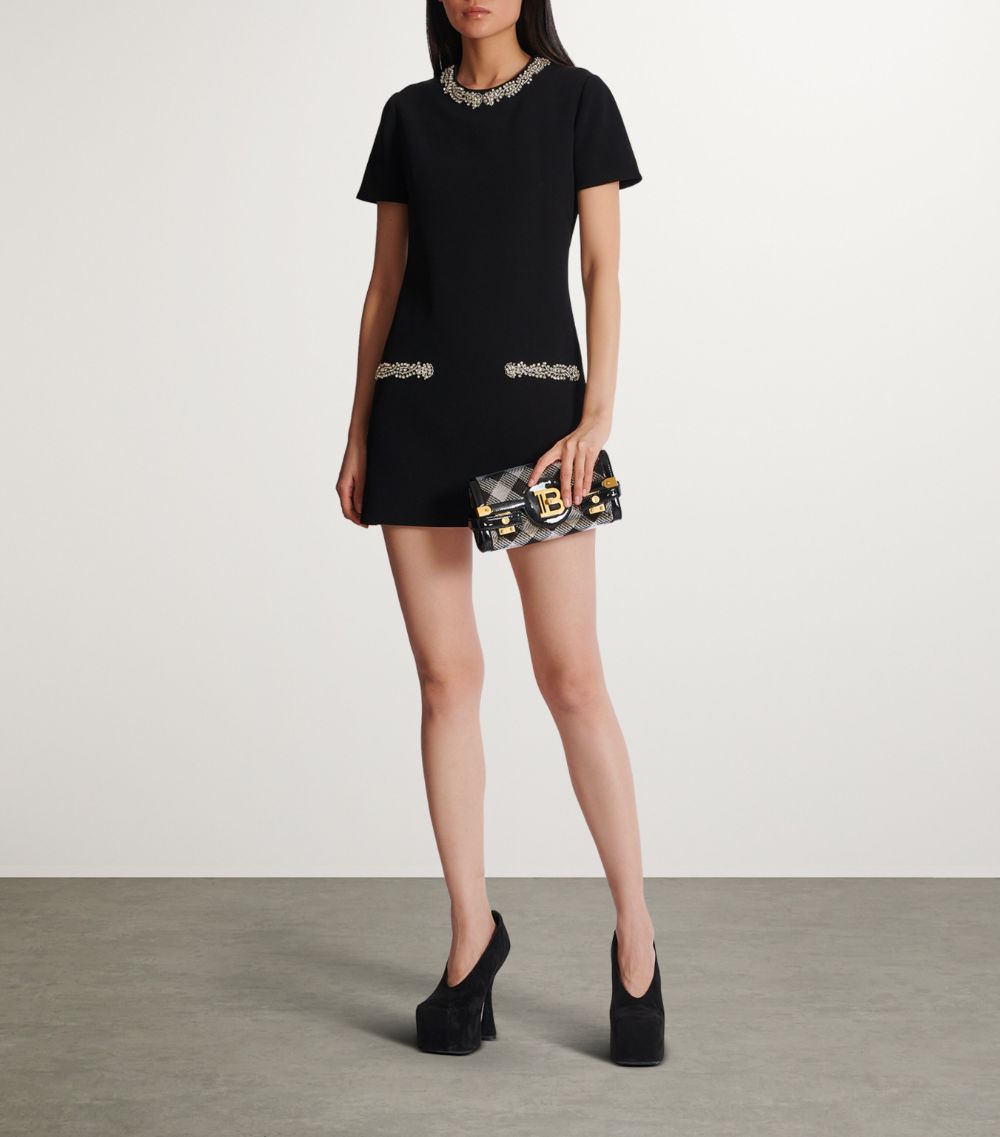 Balmain Balmain Crepe Embellished Mini Dress