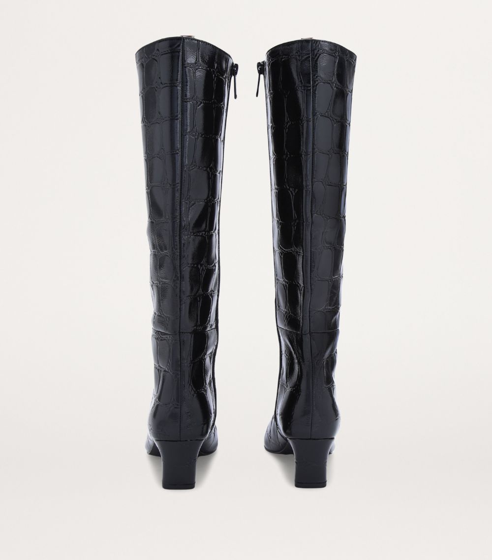 Kurt Geiger London Kurt Geiger London Croc-Embossed Leather Regent Knee-High Boots 55