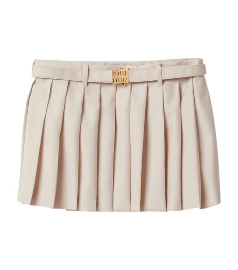 Miu Miu Miu Miu Wool Pleated Mini Skirt