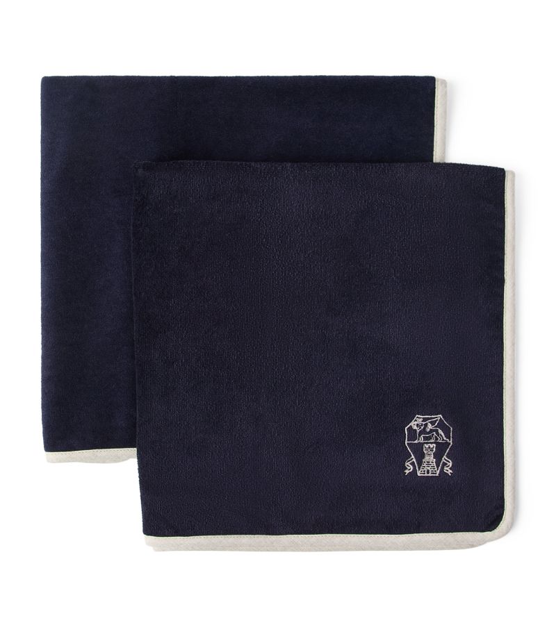 Brunello Cucinelli Brunello Cucinelli Set Of 2 Cotton Embroidered Towels (60Cm X 40Cm)