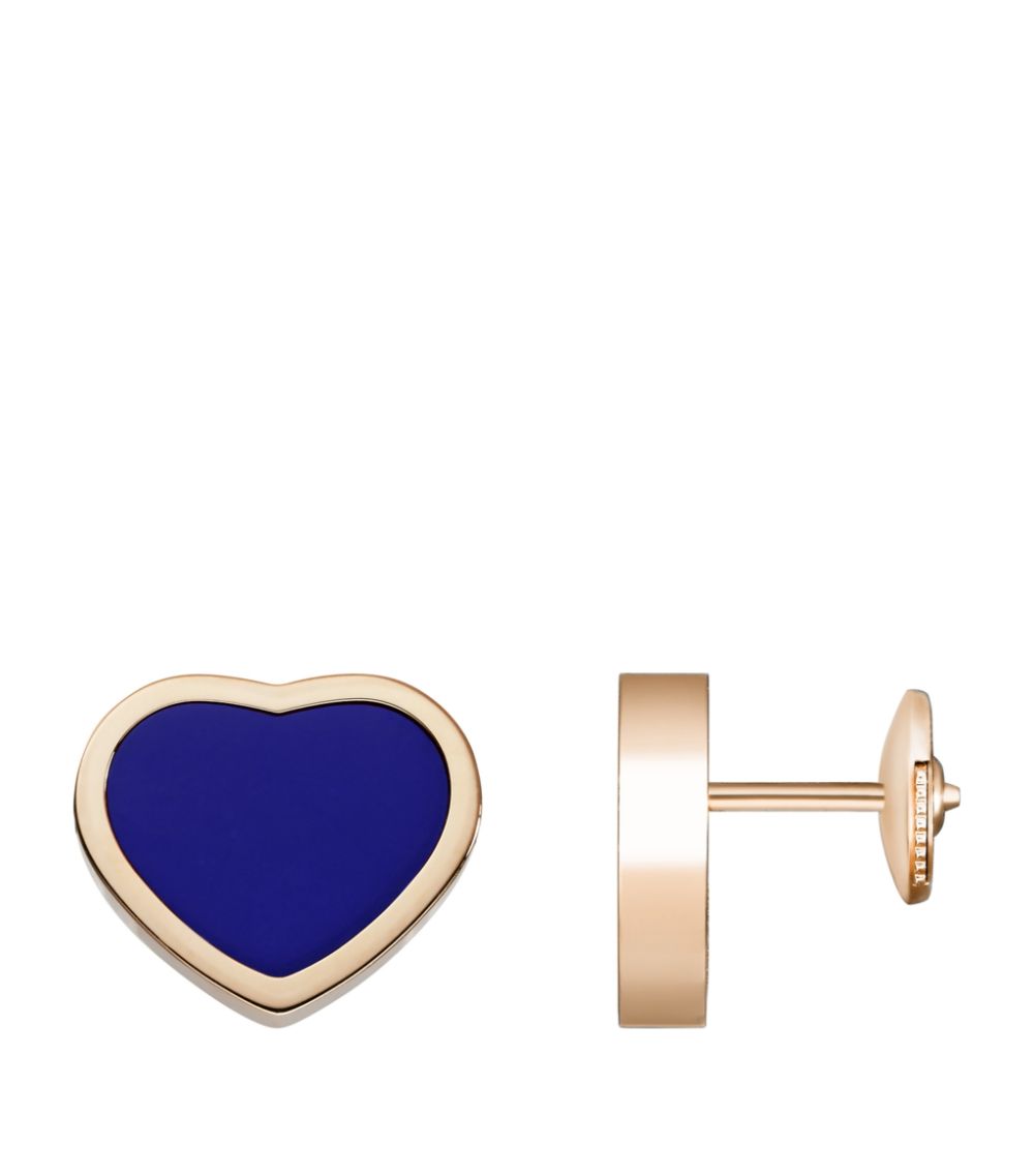 Chopard Chopard Rose Gold And Diamond Happy Hearts Stud Earrings