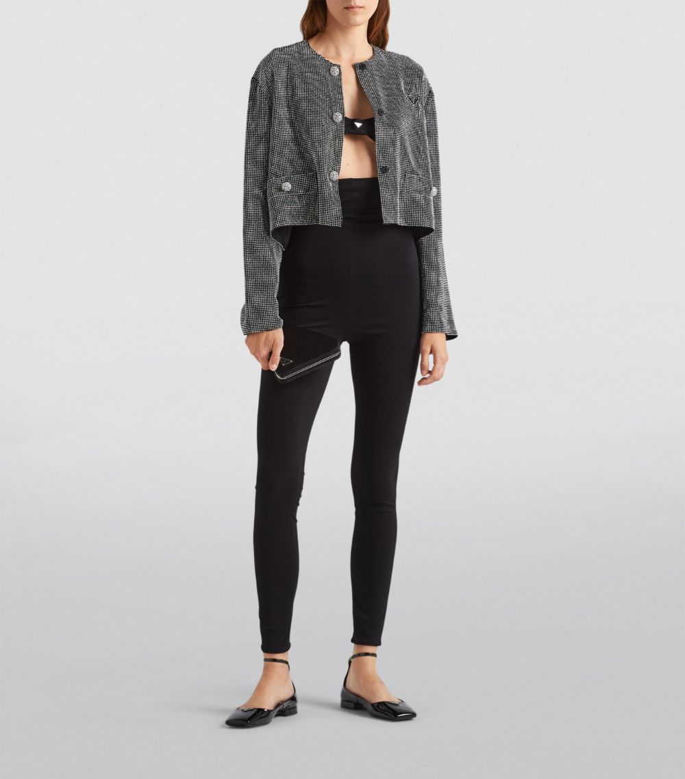 Prada Prada Rhinestone-Embellished Mesh Jacket