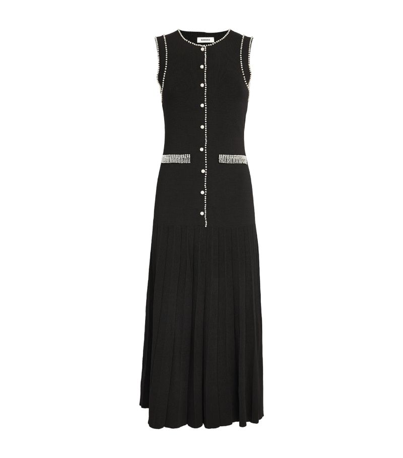  Sandro Bead-Trim Midi Dress