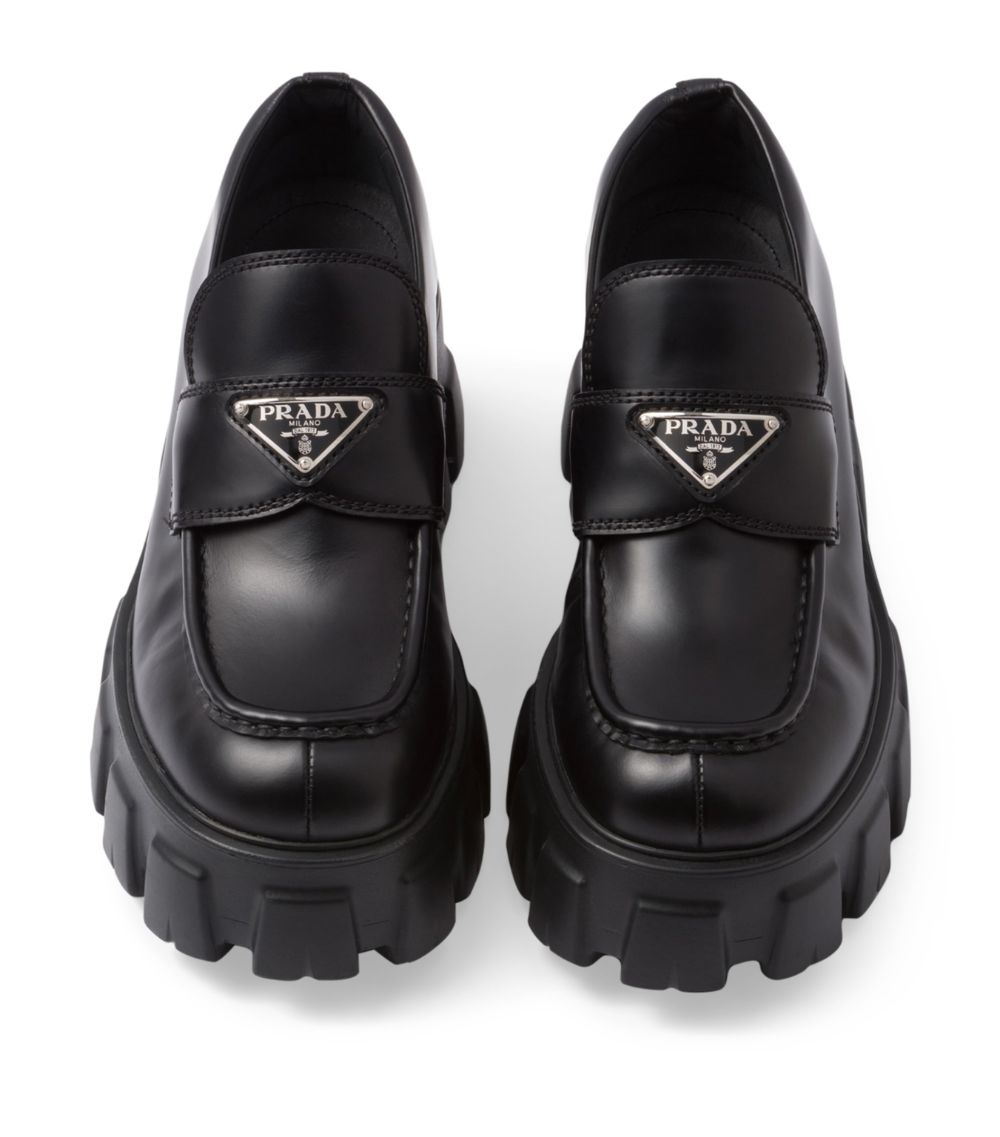 Prada Prada Leather Triangle Loafers 55