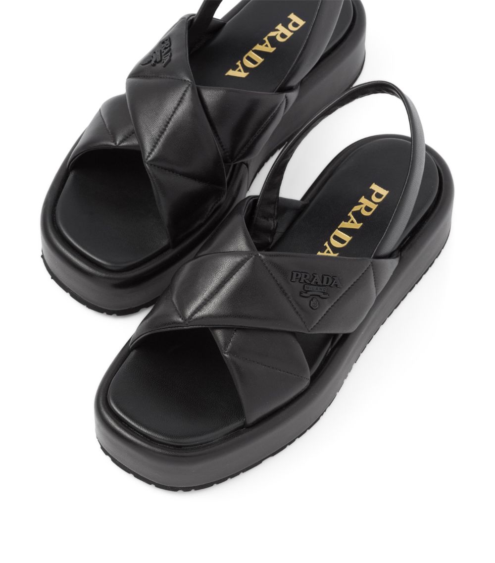 Prada Prada Quilted Leather Flatform Sandals 35