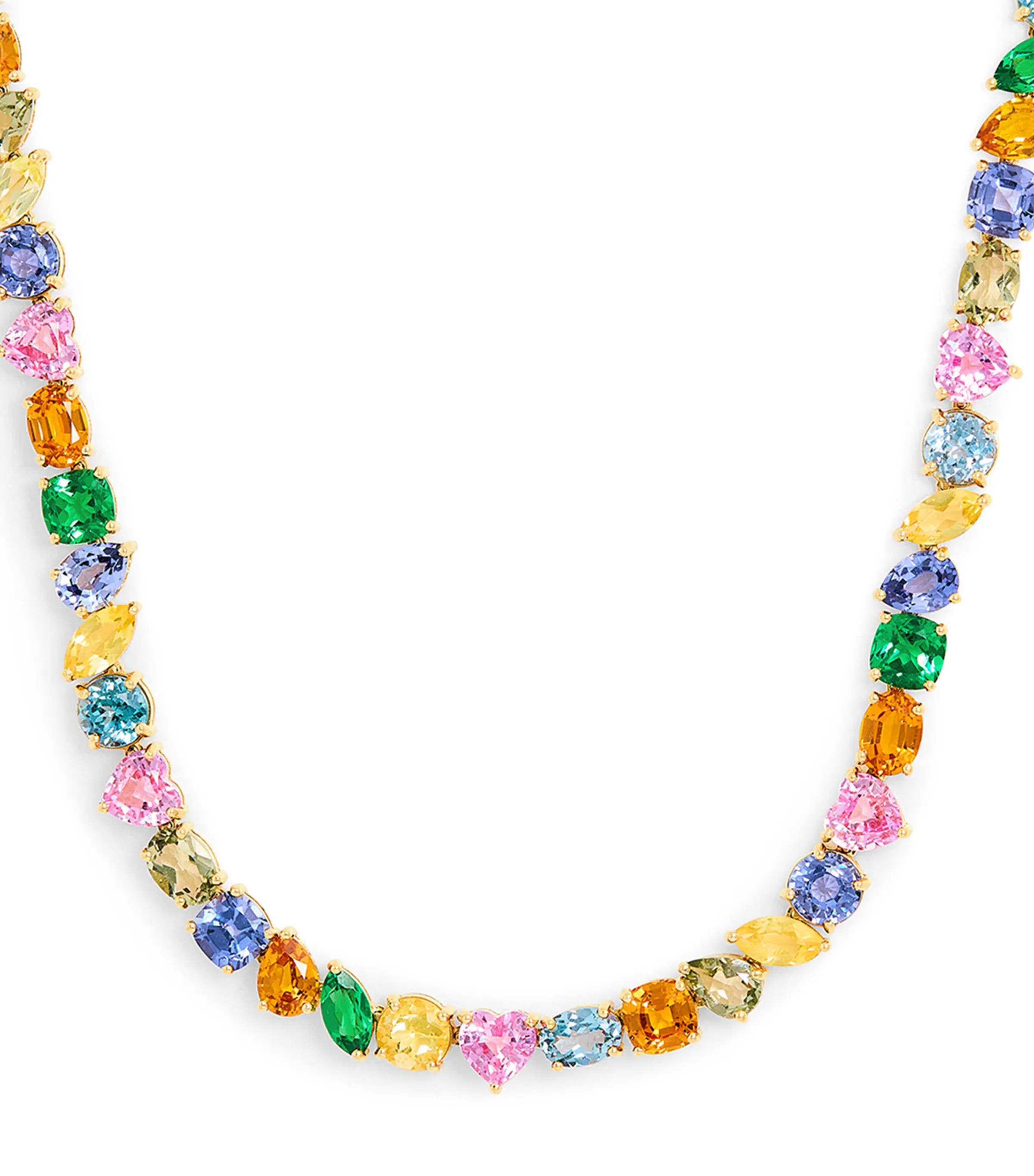 Nadine Aysoy Nadine Aysoy Yellow Gold and Multicoloured Gemstone Catena Rainbow Necklace