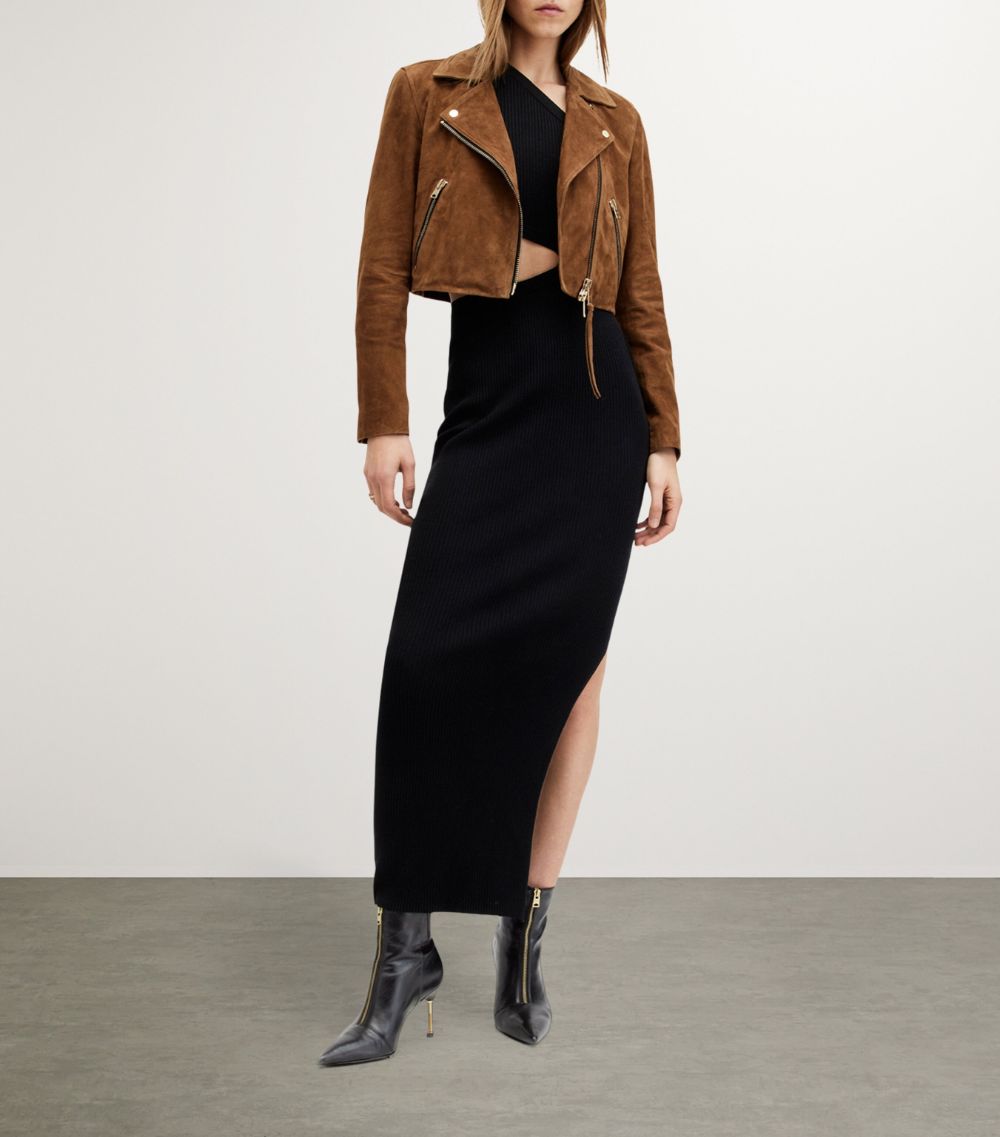 Allsaints Allsaints Suede Cropped Dalby Biker Jacket