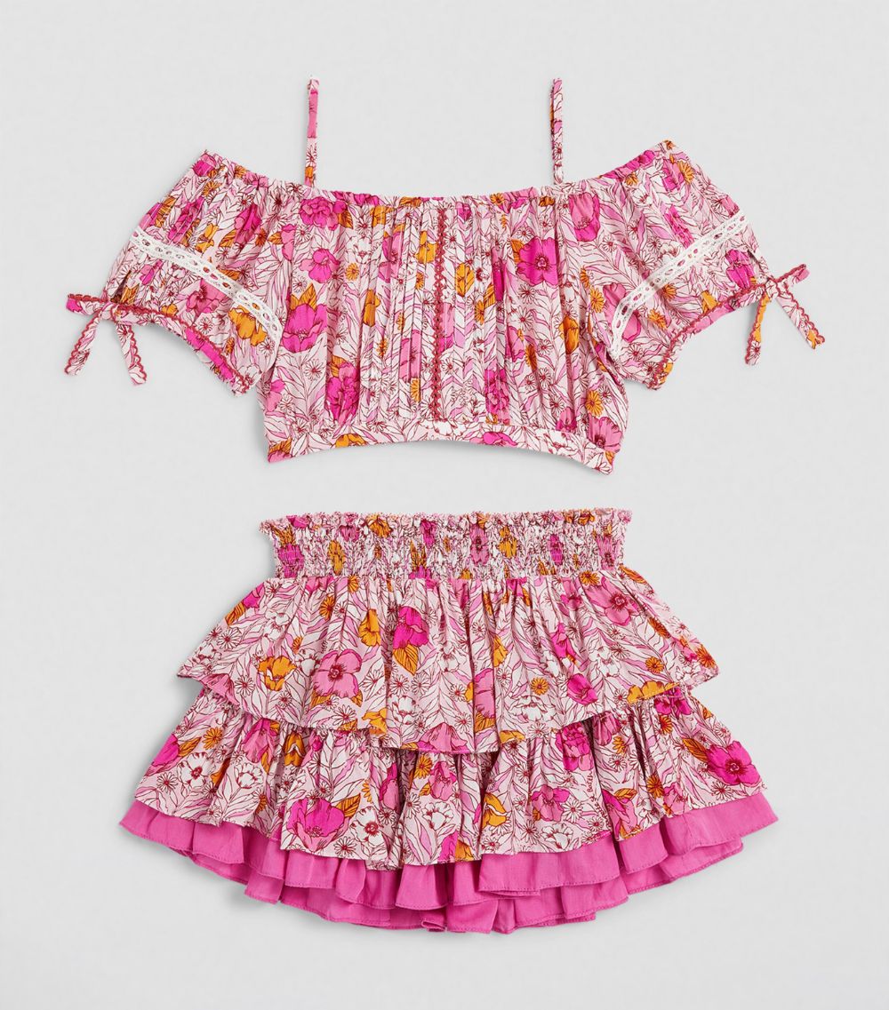 Poupette St Barth Kids Poupette St Barth Kids Pink Petunia Print Ariane Mini Skirt (4-10 Years)