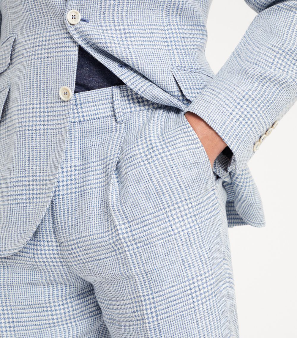 Brunello Cucinelli Brunello Cucinelli Linen-Blend Prince Of Wales Check Trousers