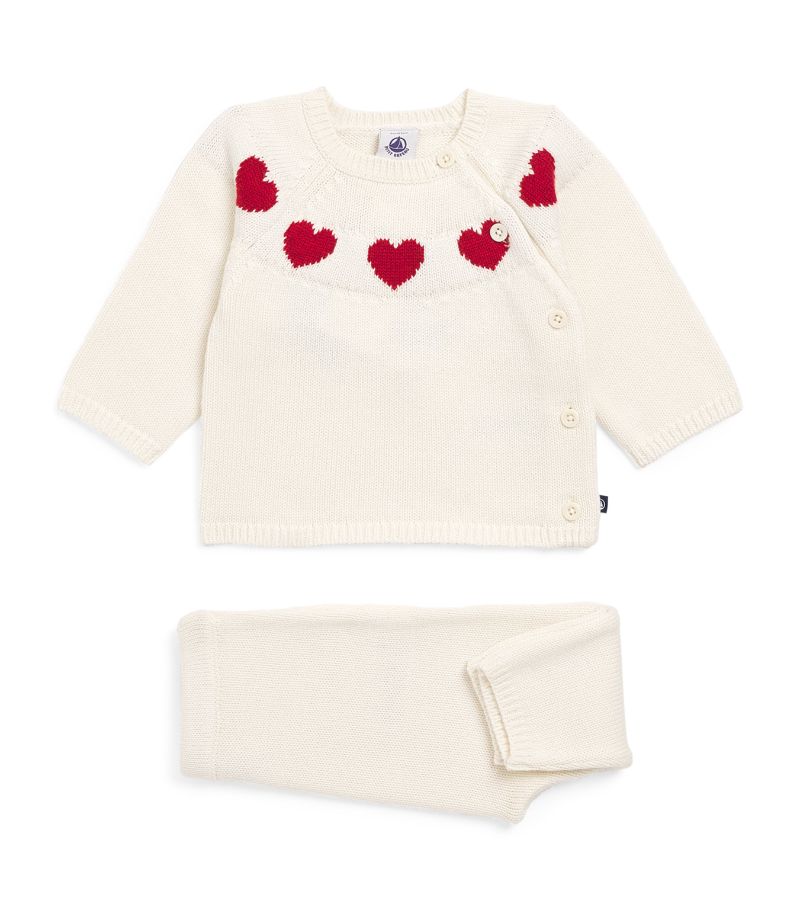  Petit Bateau Wool-Cotton Heart Sweater And Leggings (3-18 Months)