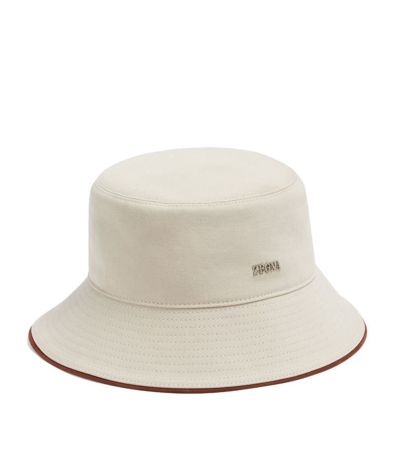 zegna Zegna Cotton-Wool Logo Bucket Hat