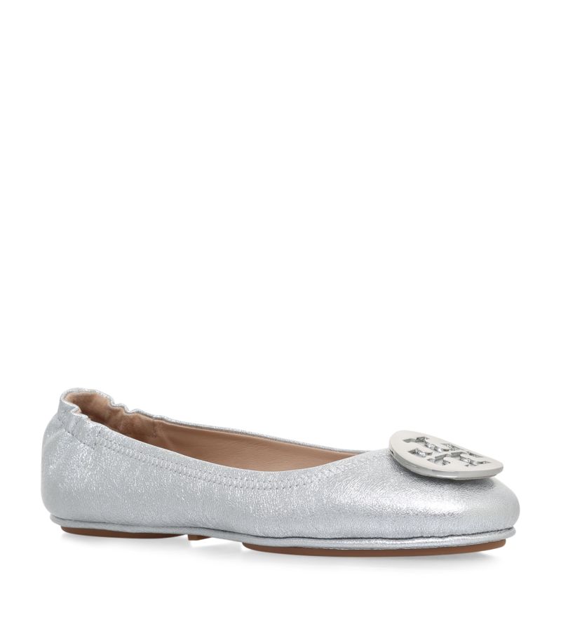 Tory Burch Tory Burch Metallic Leather Minnie Travel Ballet Flats