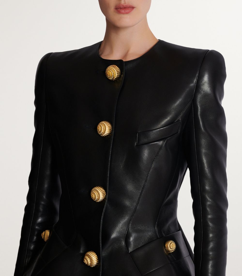 Balmain Balmain Leather Button-Detail Jacket