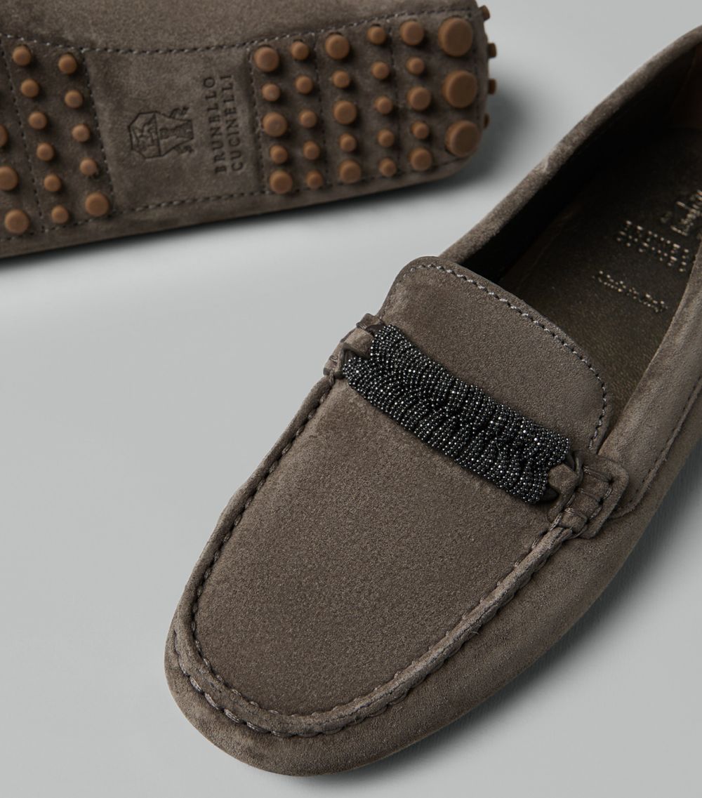 Brunello Cucinelli Brunello Cucinelli Suede Monili-Detail Driving Shoes