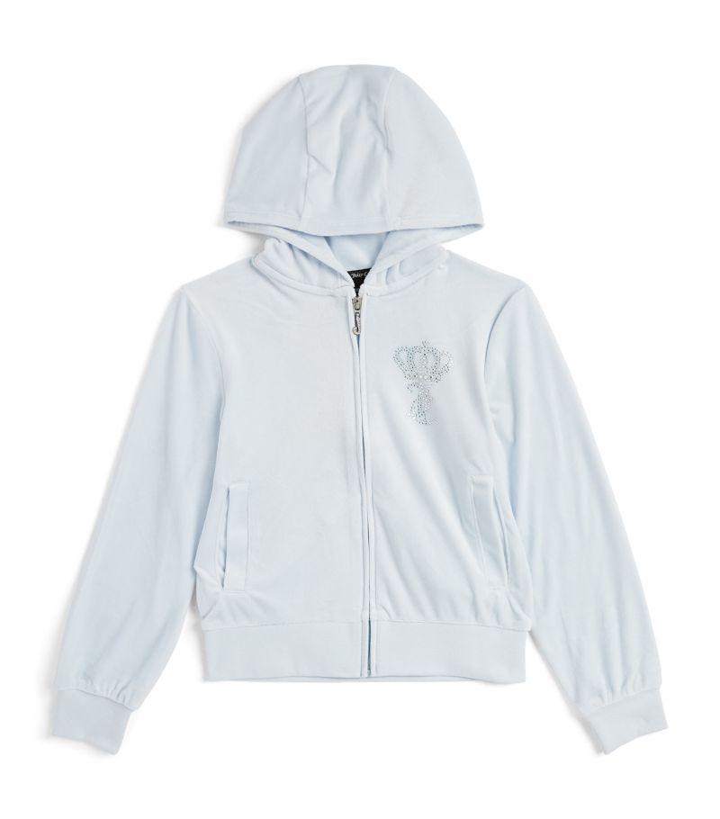 Juicy Couture Kids Juicy Couture Kids Velour Diamanté Zip-Up Hoodie (7-16 Years)