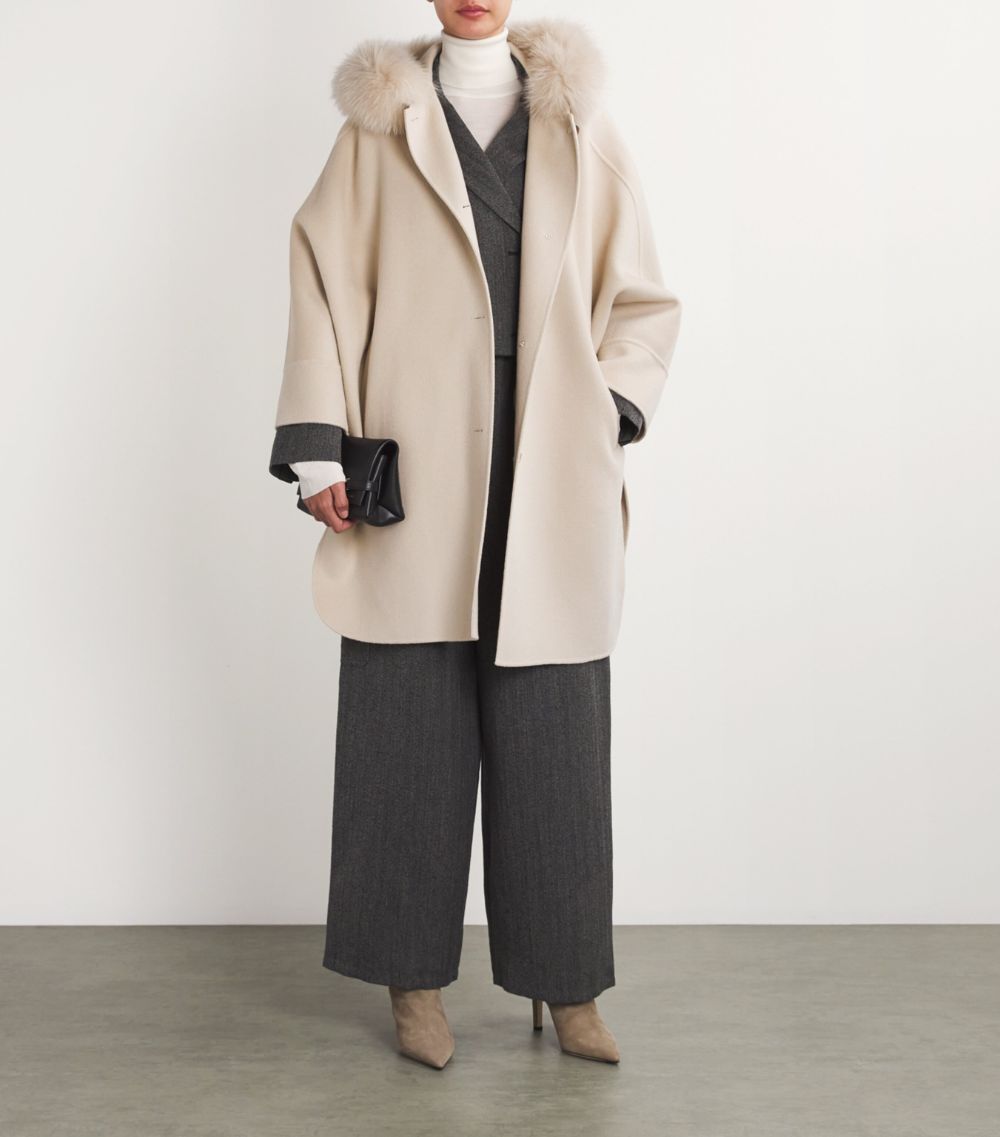 Yves Salomon Yves Salomon Wool-Cashmere Fur-Trim Cape Coat