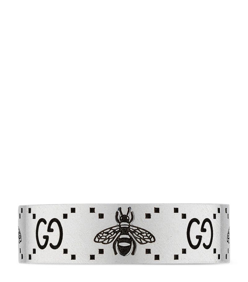 Gucci Gucci Sterling Silver Engraved Bee Ring