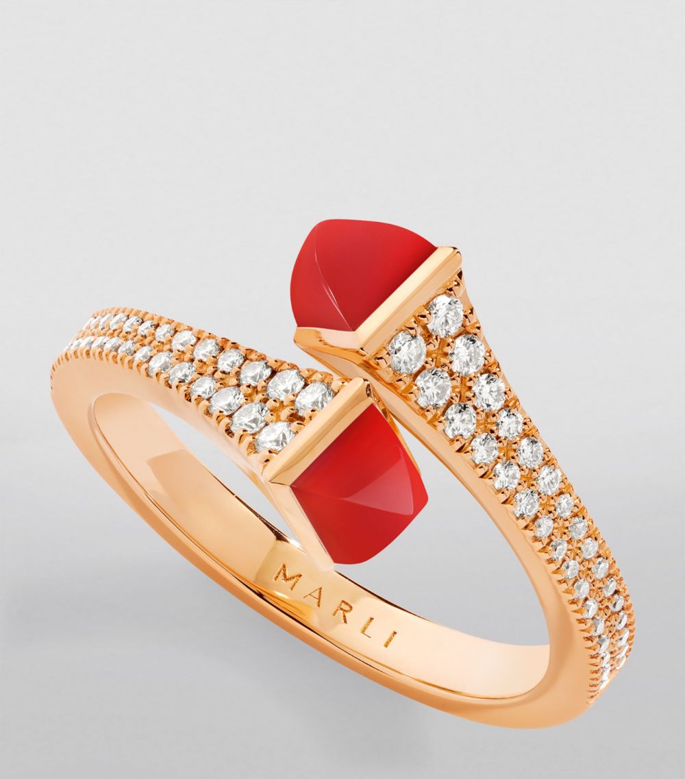  Marli New York Rose Gold, Diamond And Red Agate Cleo Ring