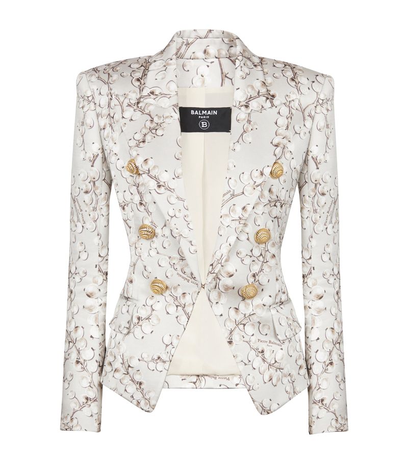 Balmain Balmain Satin Redcurrant Print Blazer