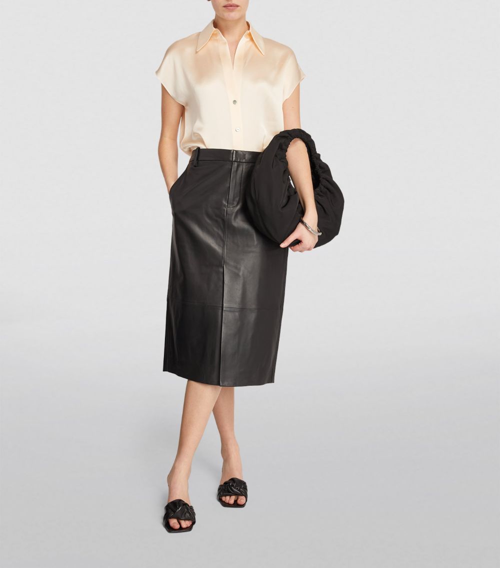 Vince Vince Leather Midi Skirt