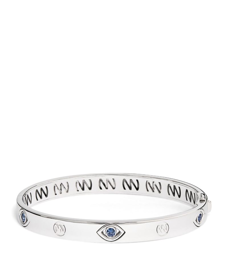 Netali Nissim Netali Nissim White Gold And Sapphire Protected Eye Bangle