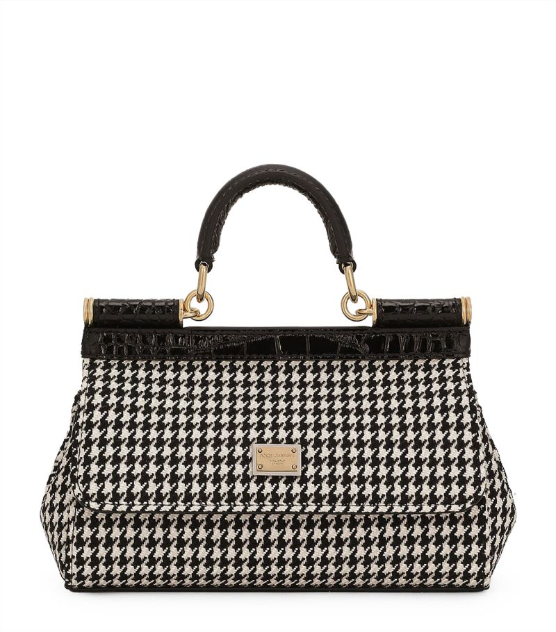 Dolce & Gabbana Dolce & Gabbana Small Houndstooth Sicily Top-Handle Bag