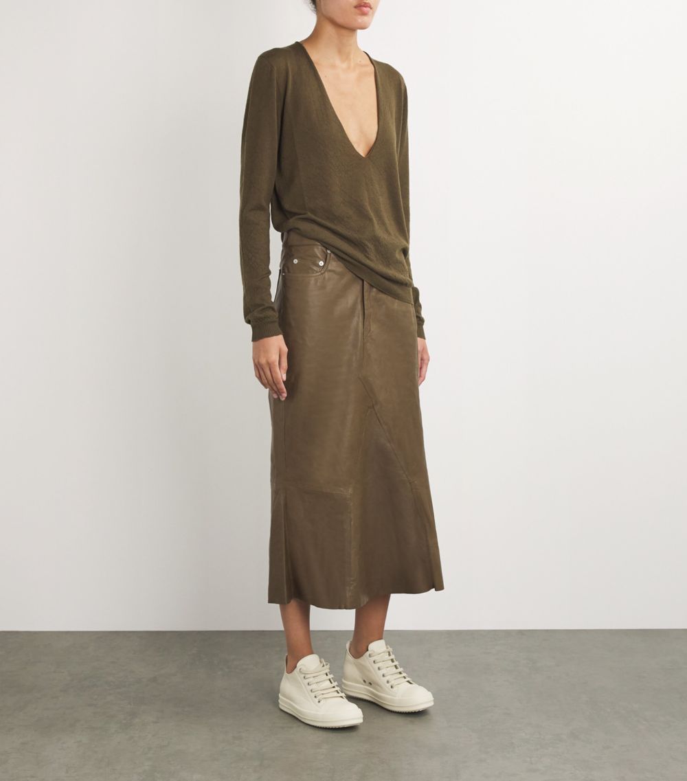 Rick Owens Rick Owens Leather Midi Skirt