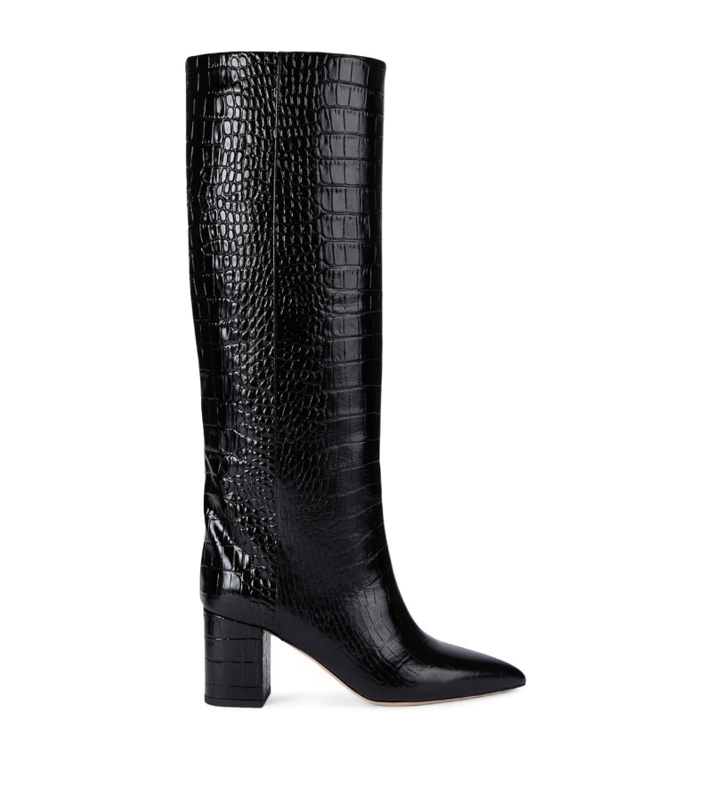 PARIS TEXAS Paris Texas Croc-Embossed Leather Anja Knee-High Boots 70