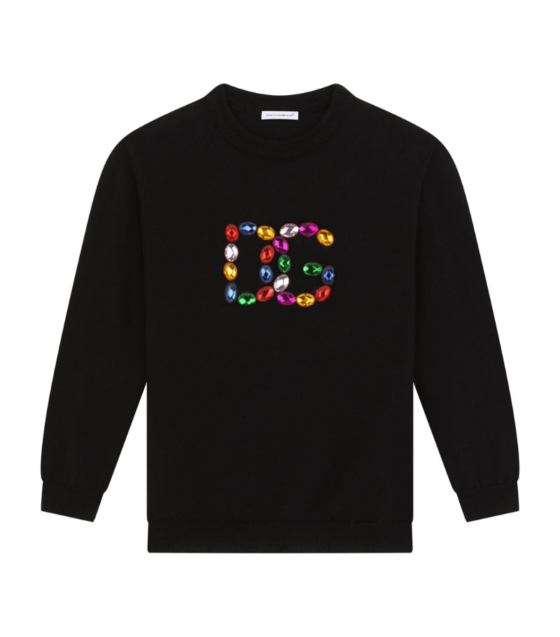 Dolce & Gabbana Dolce & Gabbana Kids Wool Embellished Logo Sweater (8-12 Years)